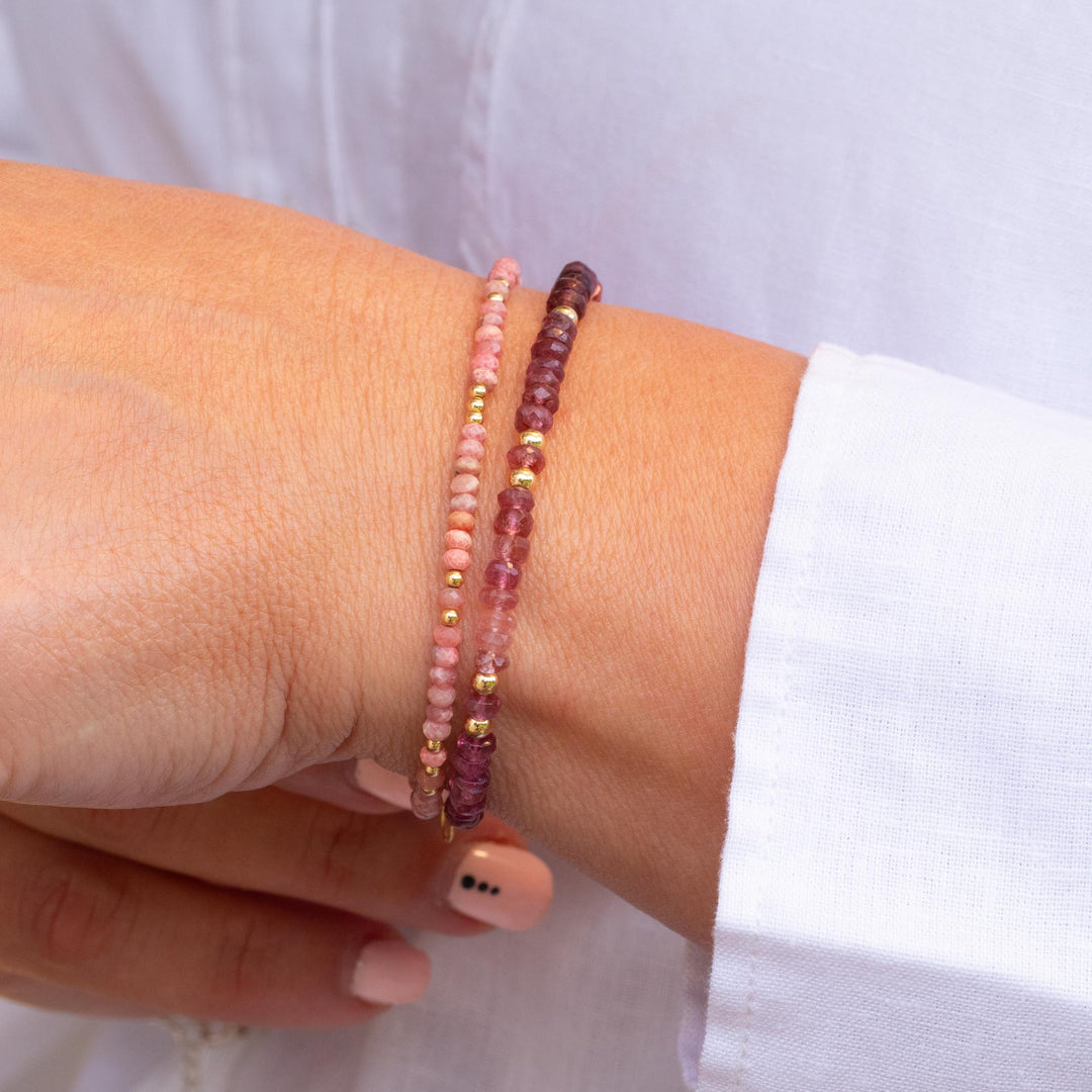Pink Tourmaline Bracelet with Rhodochrosite