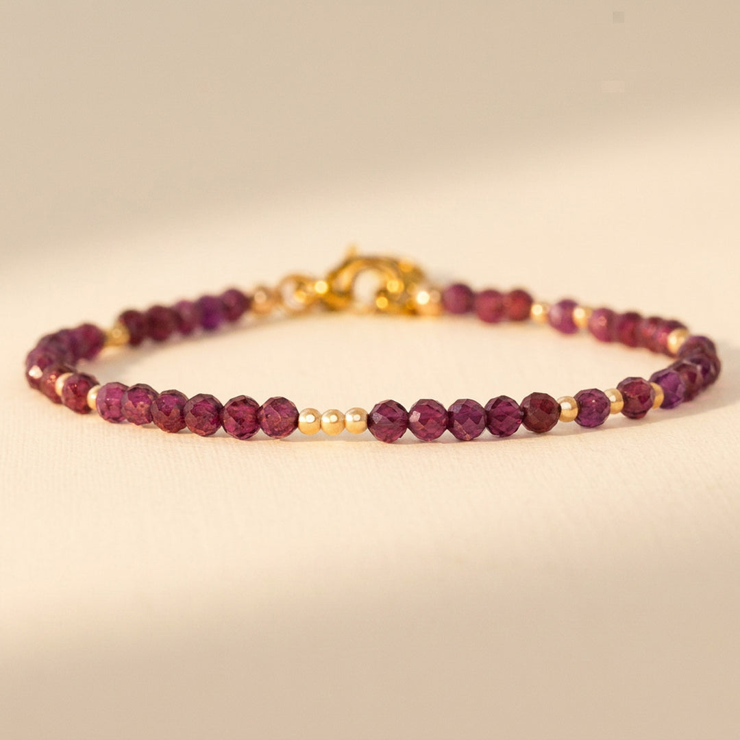 14K gold filled rhodolite garnet bracelet — handmade UK