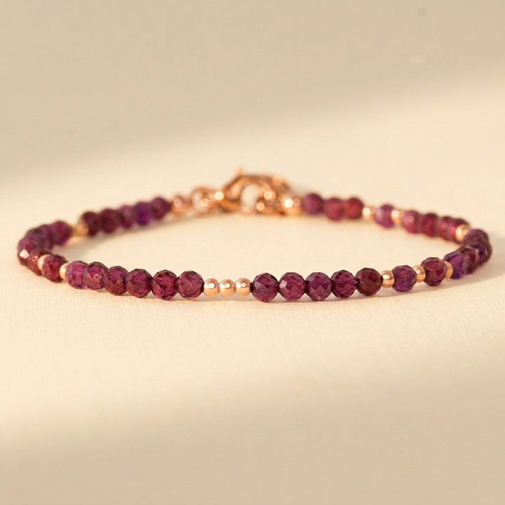 Rose gold filled rhodolite garnet bracelet — handmade UK