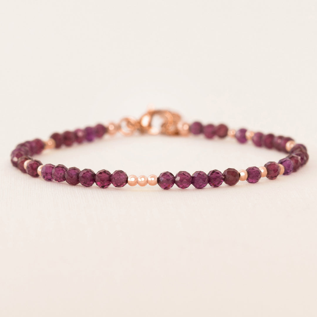 Rose gold rhodolite garnet bracelet