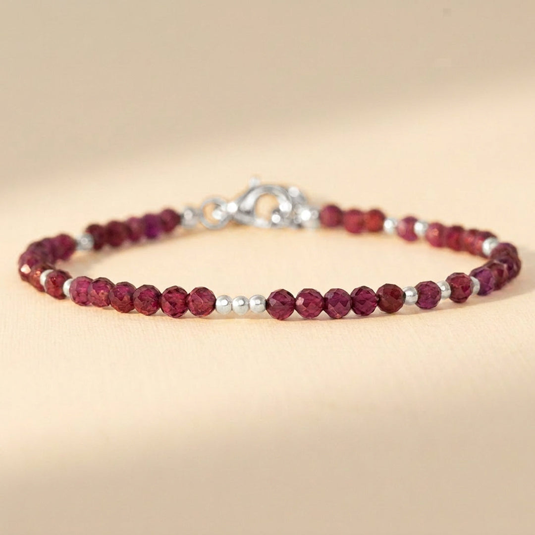 Sterling silver rhodolite garnet bracelet — handmade UK
