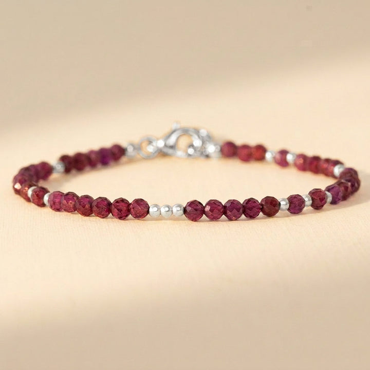 Sterling silver rhodolite garnet bracelet — handmade UK