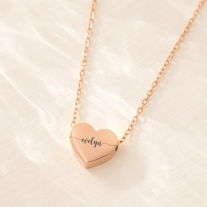 Engraved Heart Necklace Rose Gold