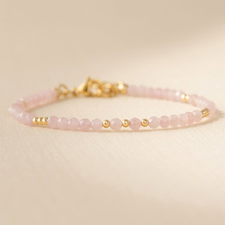 14K gold filled Rose Quartz bracelet — heart chakra stone — handmade UK