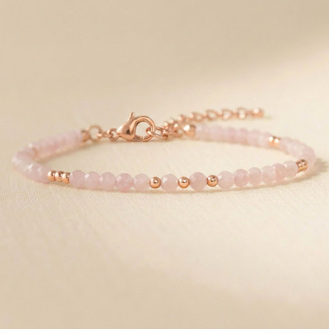 Rose gold filled Rose Quartz bracelet — handmade UK