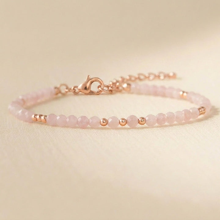 Rose gold filled Rose Quartz bracelet — handmade UK