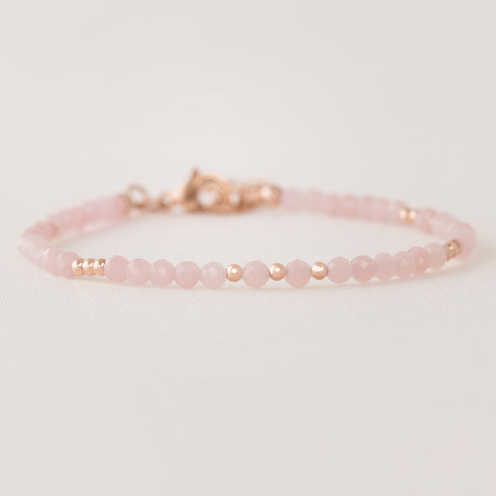 rose gold and rose quartz bracelet 