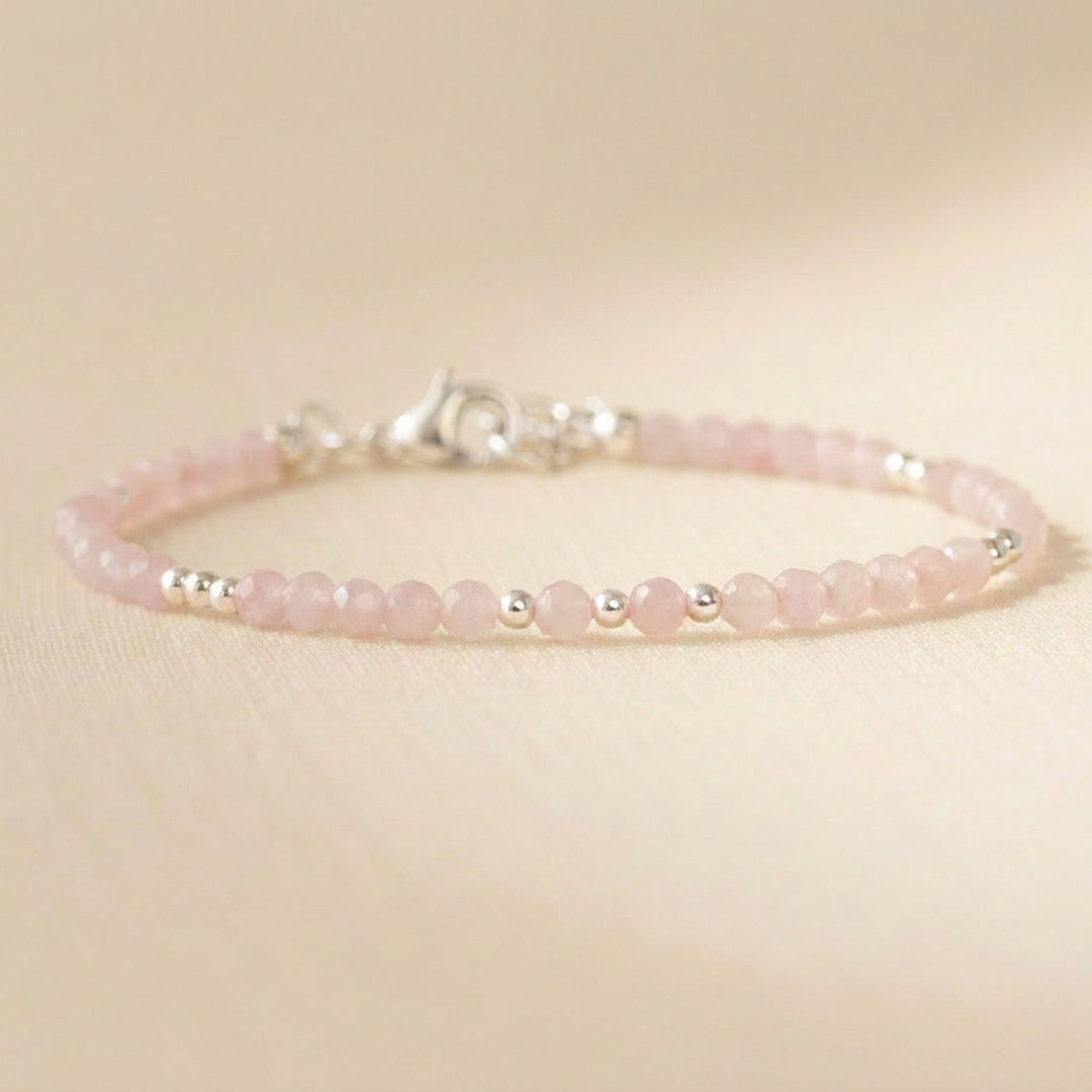 Sterling silver Rose Quartz bracelet — handmade UK