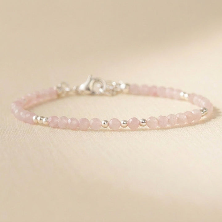 Sterling silver Rose Quartz bracelet — handmade UK