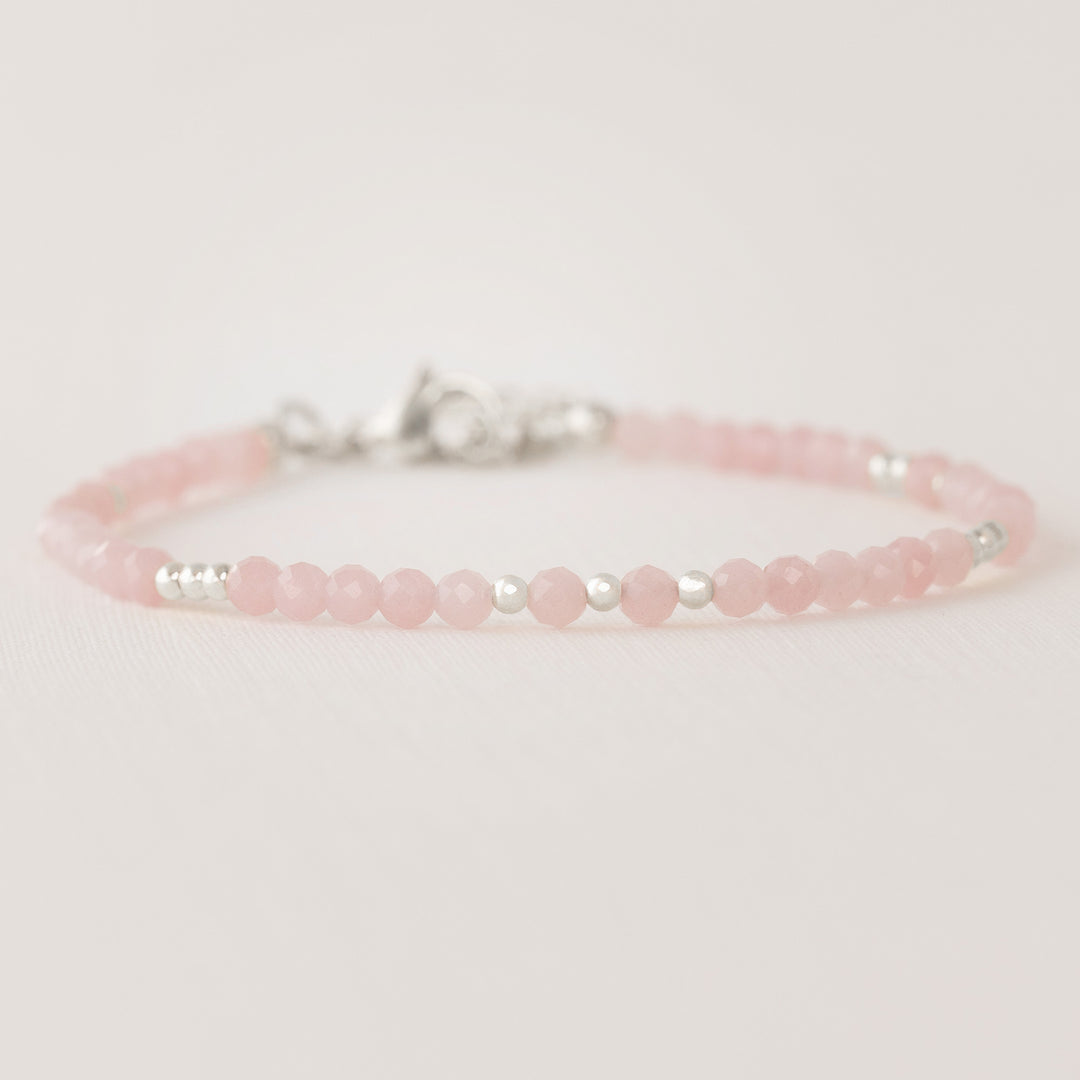 rose quartz bracelet sterling silver