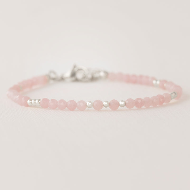 rose quartz bracelet sterling silver