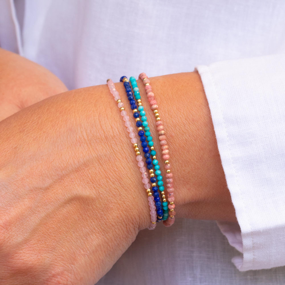 Rose Quartz Lapis Aquamarine Rhodochrosite Bracelets