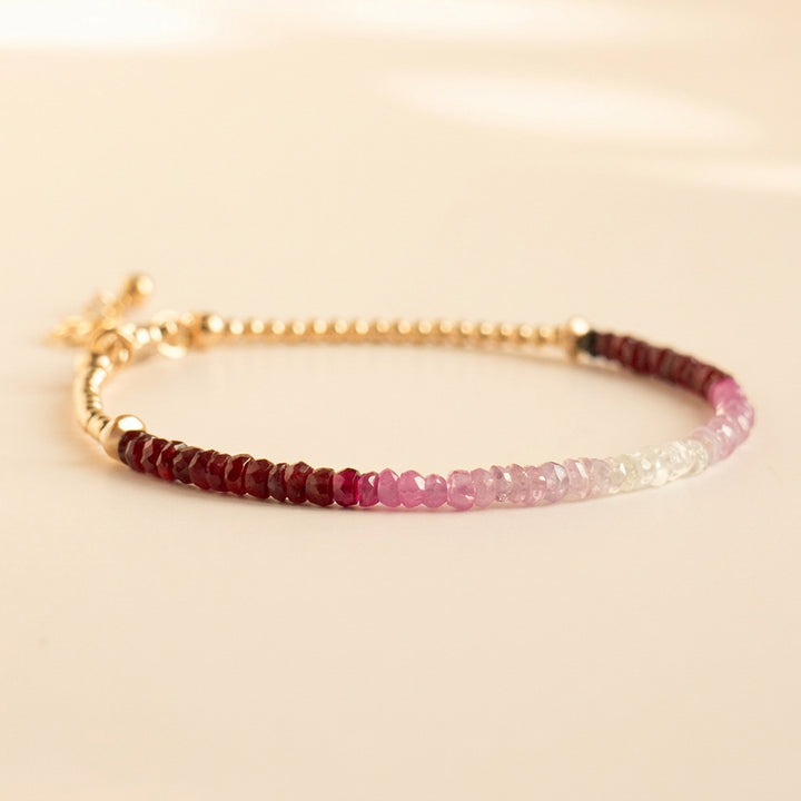14K gold filled ombré ruby bracelet — handmade UK