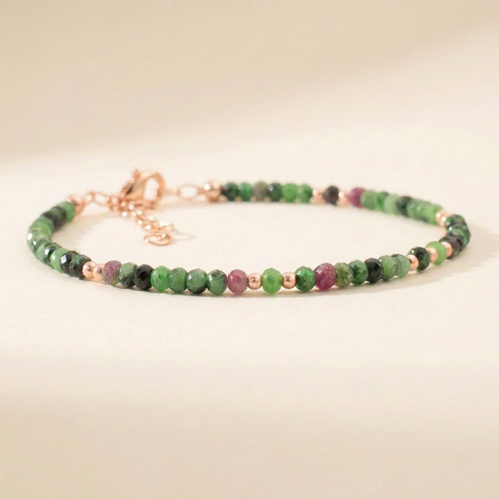 Rose gold filled ruby zoisite bracelet — handmade UK