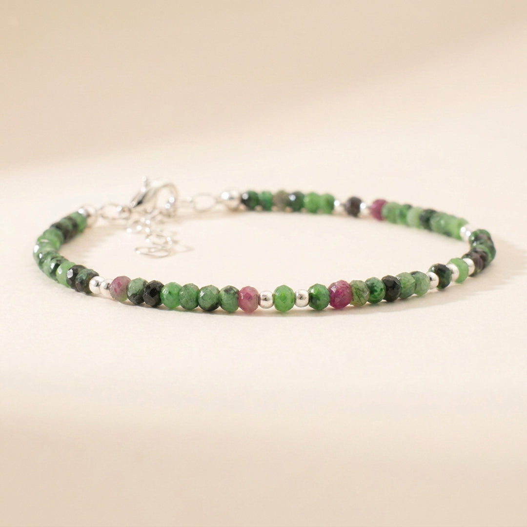 Sterling silver ruby zoisite bracelet — handmade UK