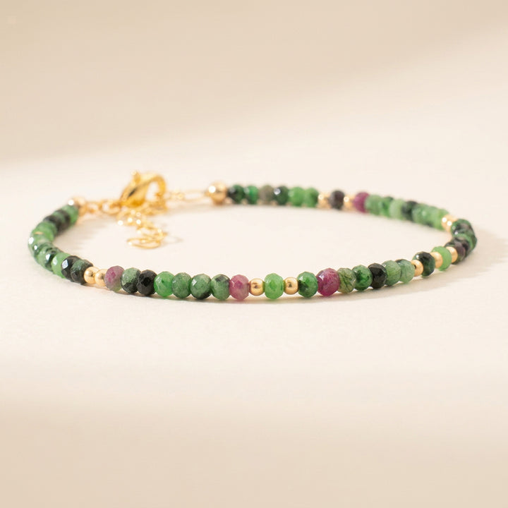 14K gold filled ruby zoisite bracelet — handmade UK