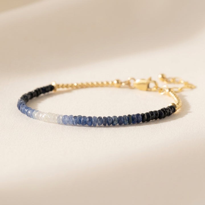 14K gold filled blue sapphire bracelet - handmade UK