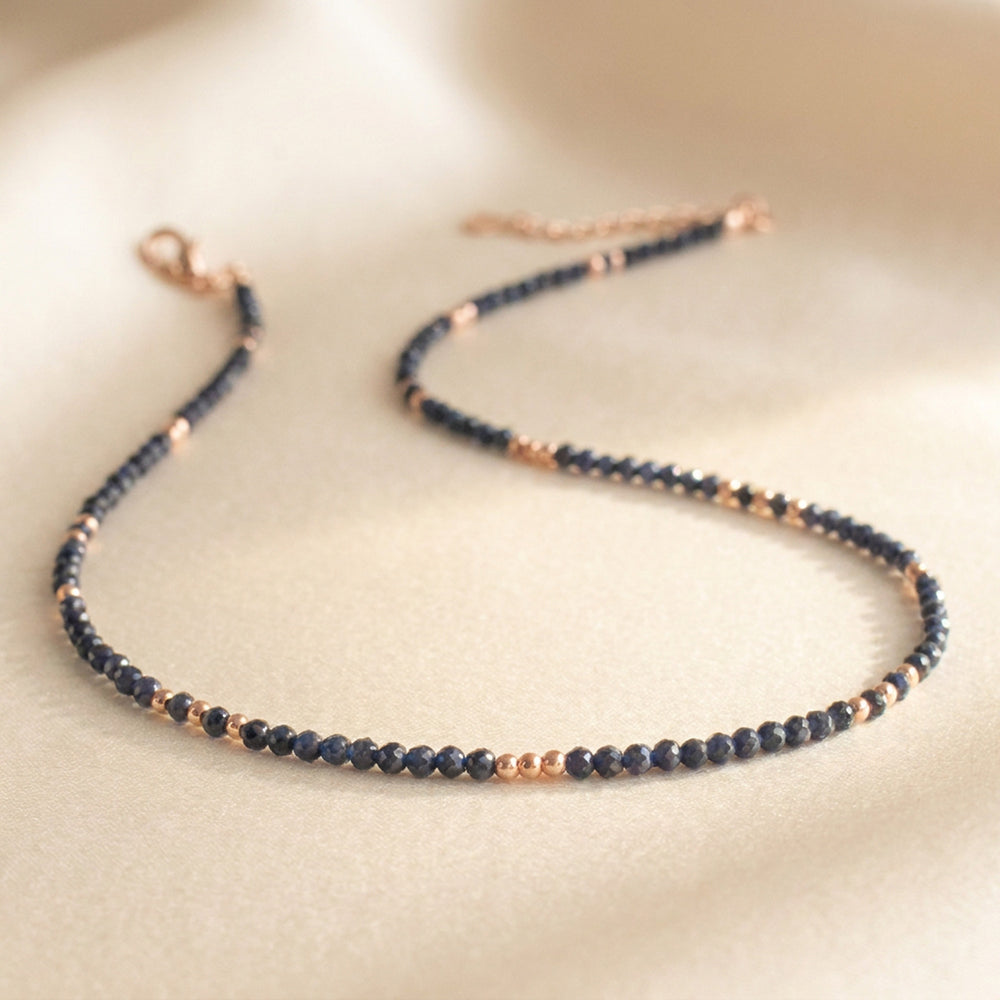 Rose gold filled sapphire necklace — handmade UK