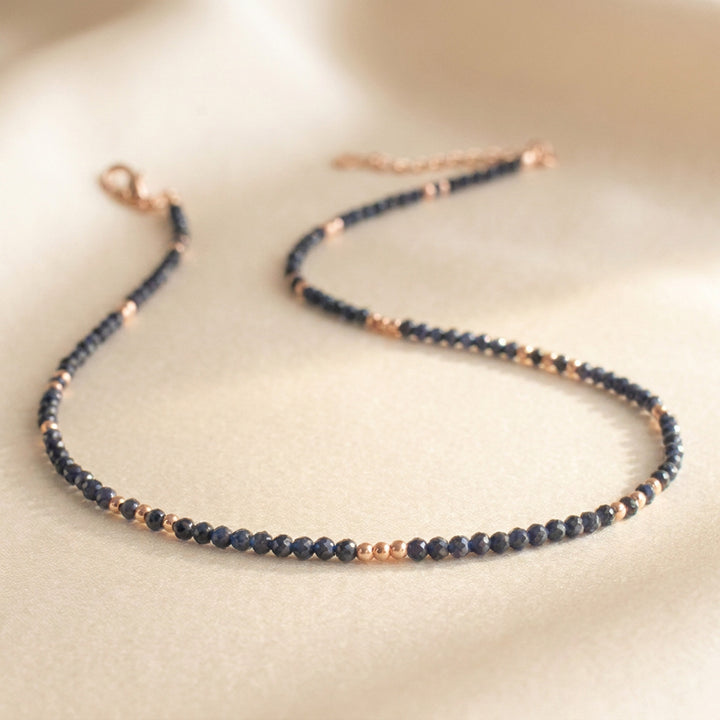 Rose gold filled sapphire necklace — handmade UK