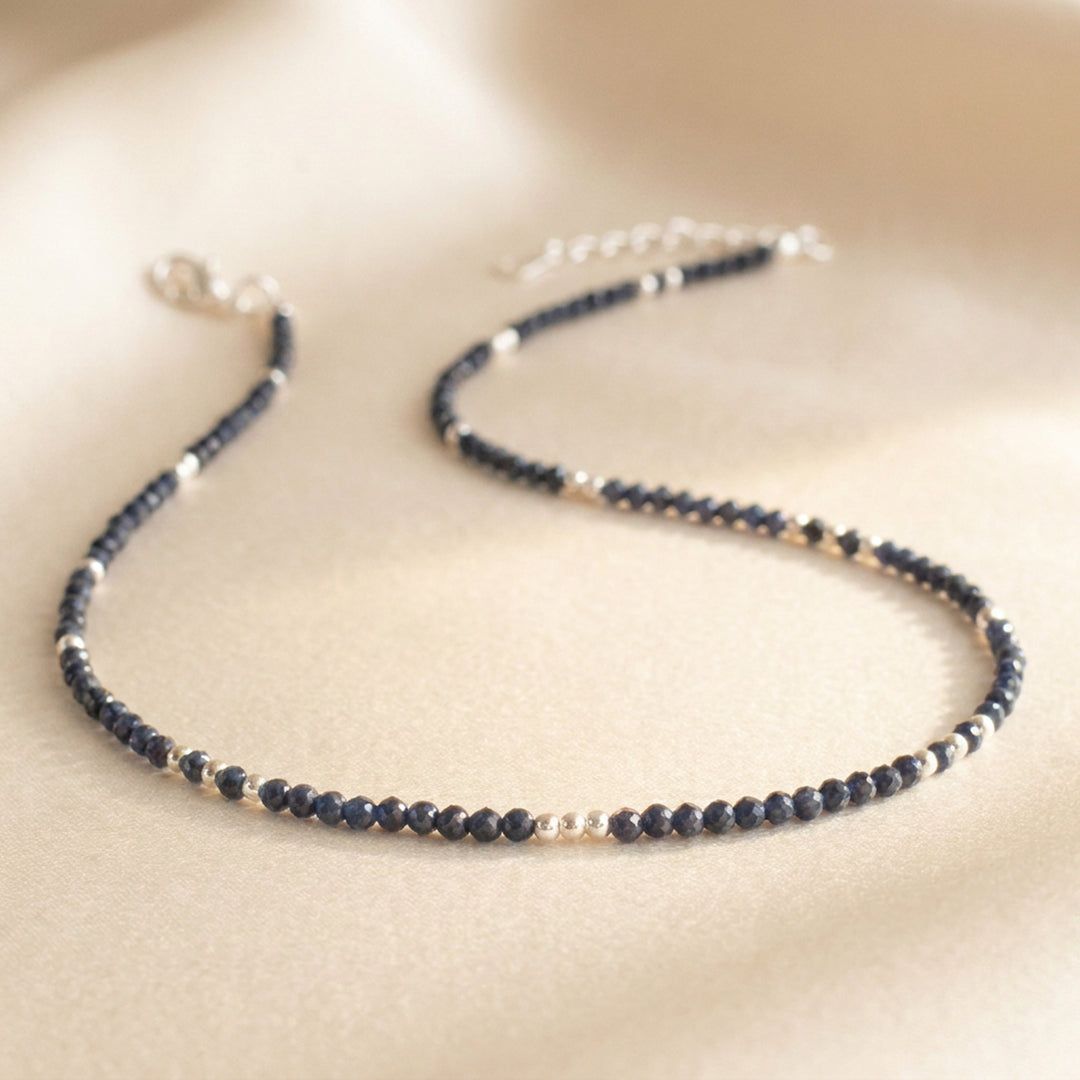 Sterling silver sapphire necklace — handmade UK