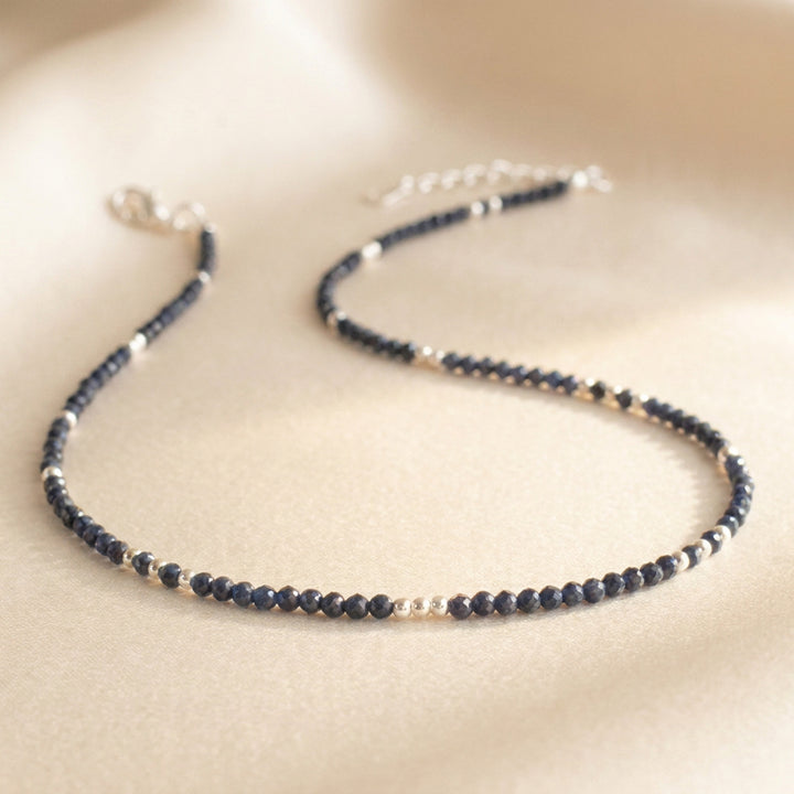 Sterling silver sapphire necklace — handmade UK