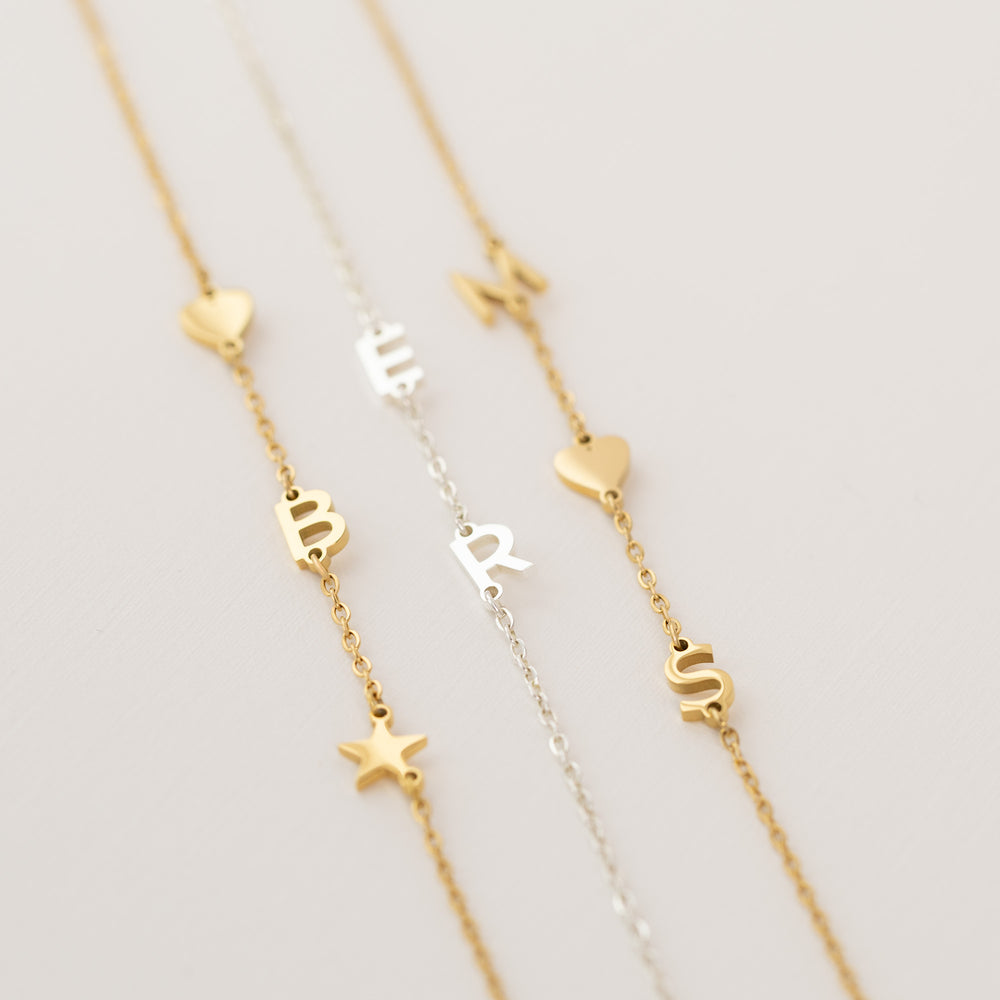 Silver Gold Initial Bracelets