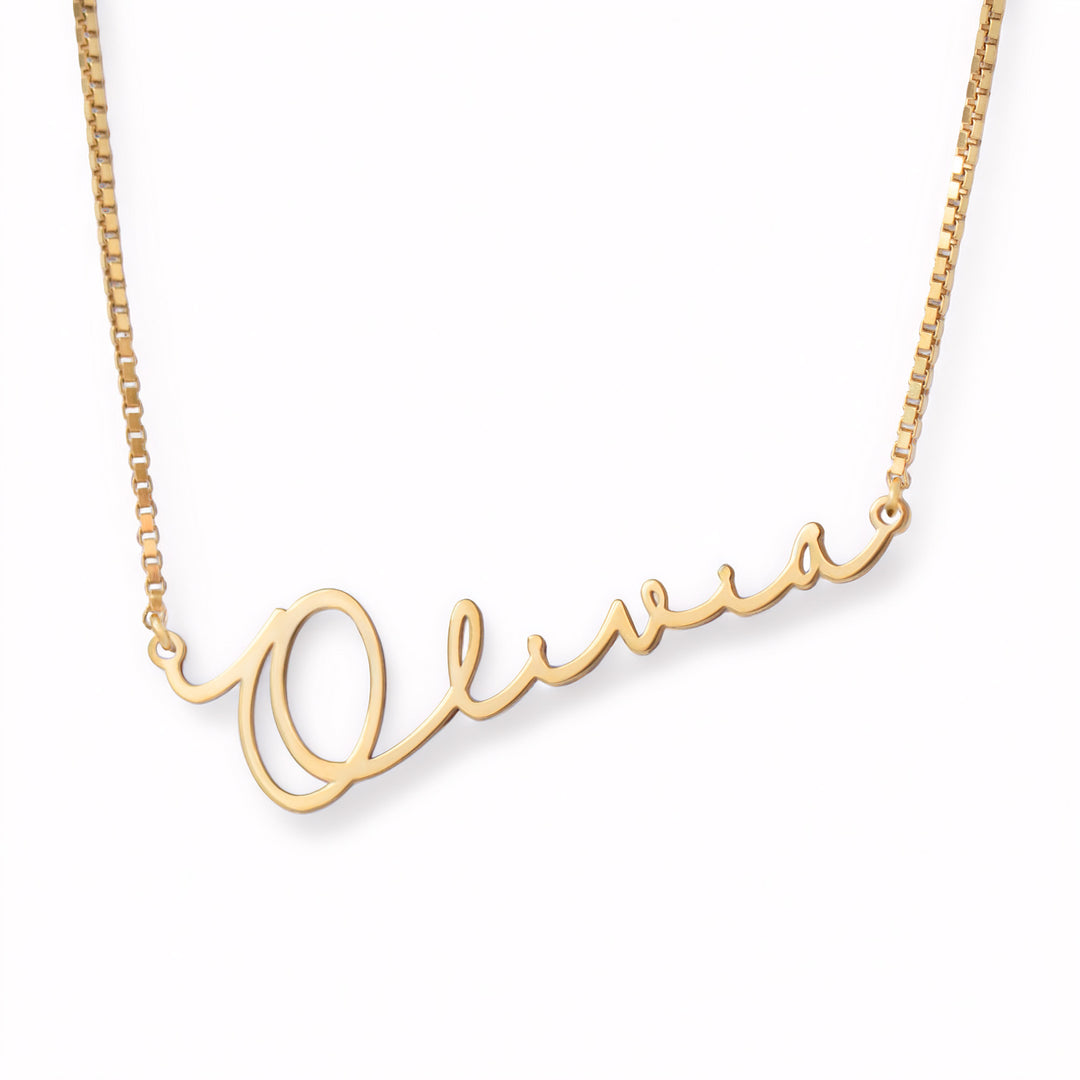 14k Gold Personalized Necklace With Signature Signature Name