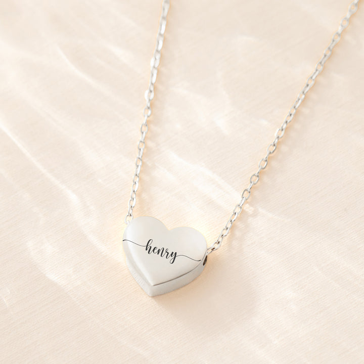 Silver Heart Necklace Engraved