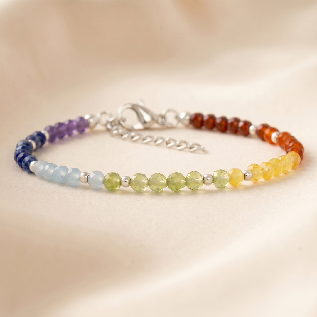 Sterling silver 7 chakra bracelet — handmade UK