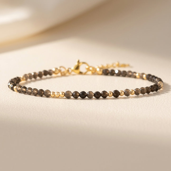 14K gold filled smoky quartz bracelet — handmade UK
