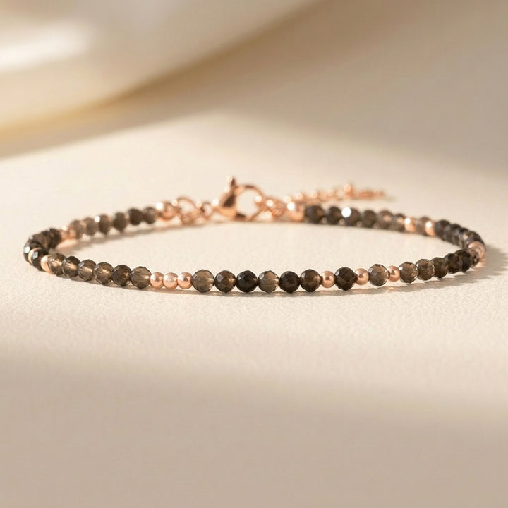 Rose gold filled smoky quartz bracelet — handmade UK