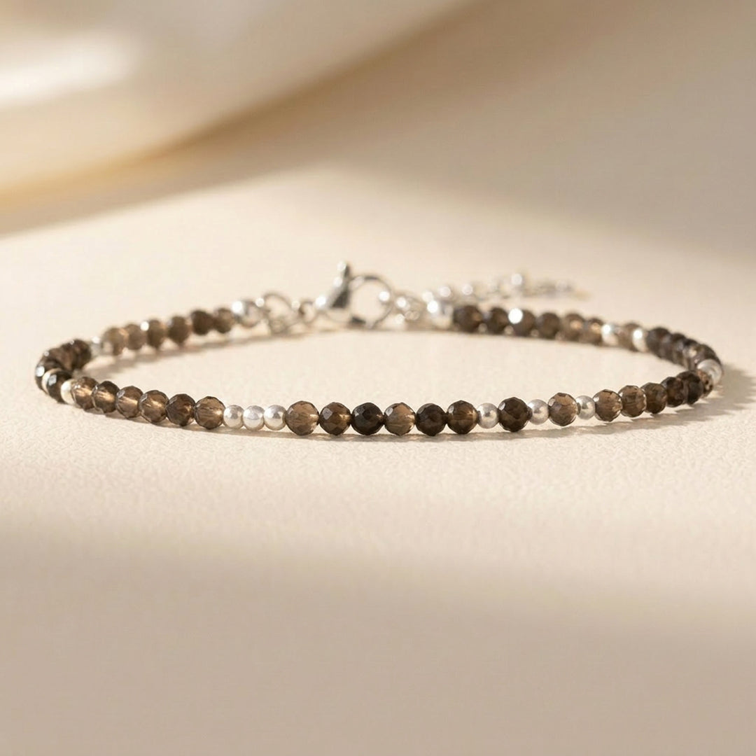 Sterling silver smoky quartz bracelet — handmade UK