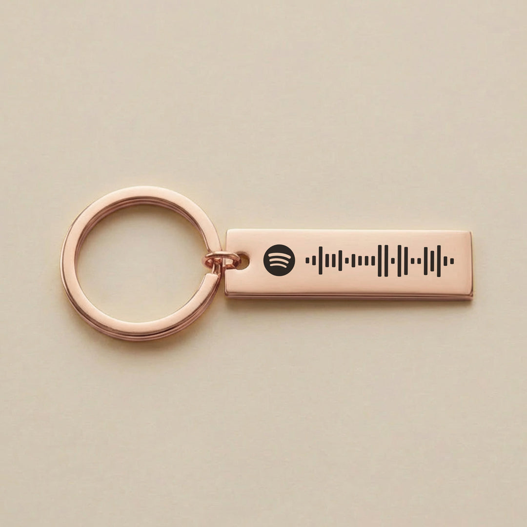 rose gold personalised Spotify keyring with Spotify music code
