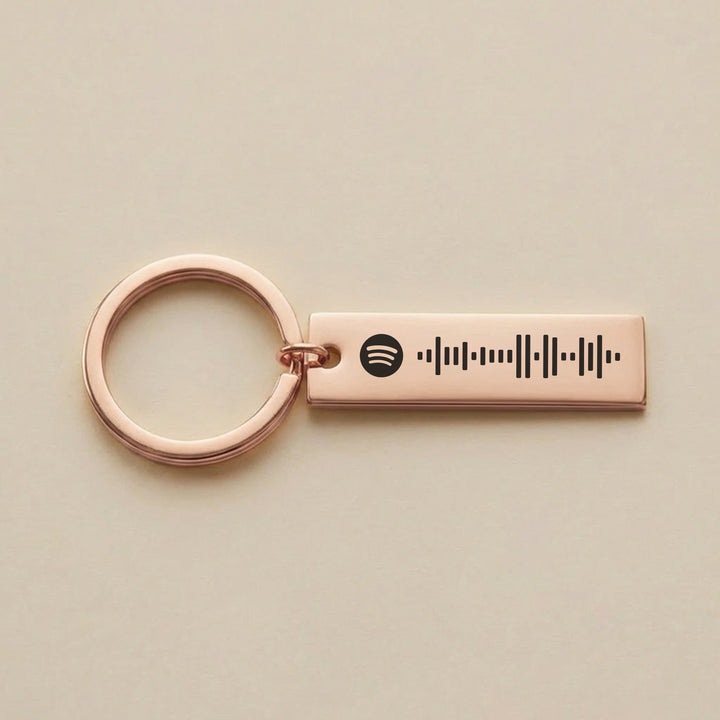 rose gold personalised Spotify keyring with Spotify music code
