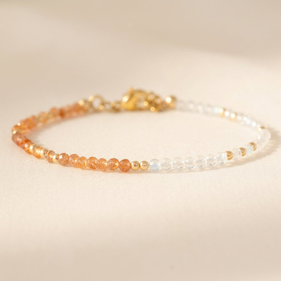 14K gold filled sunstone and moonstone bracelet — handmade UK