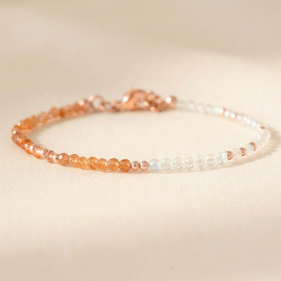Rose gold filled sunstone and moonstone bracelet — handmade UK