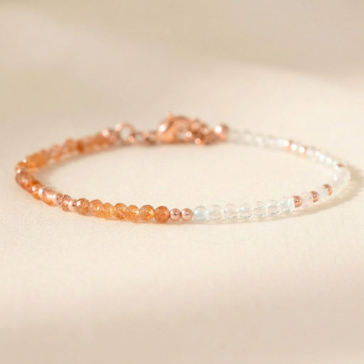Rose gold filled sunstone and moonstone bracelet — handmade UK