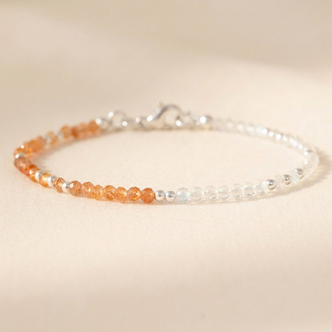 Sterling silver sunstone and moonstone bracelet — handmade UK