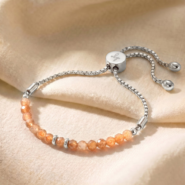 Silver sunstone bracelet with adjustable slider chain