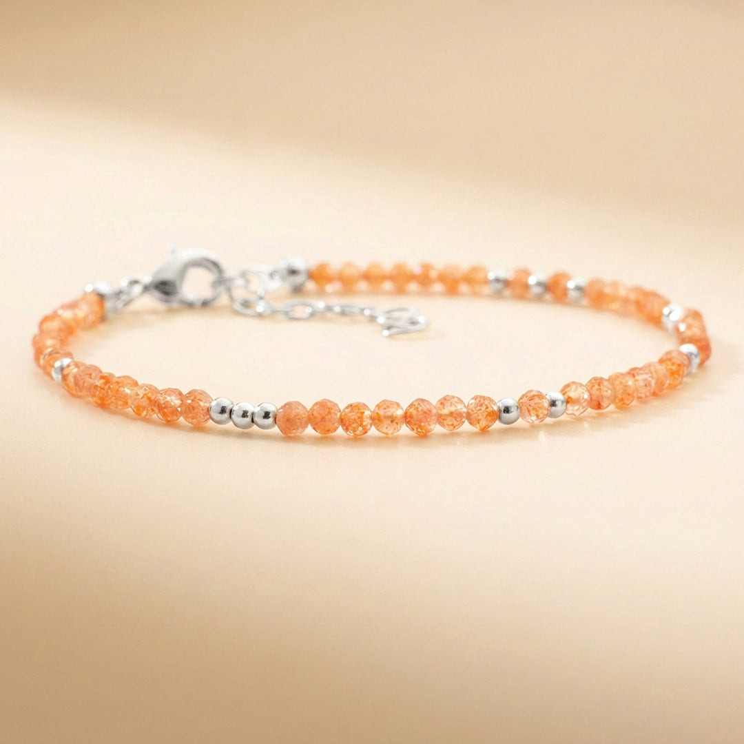 Sterling silver sunstone bracelet — handmade UK