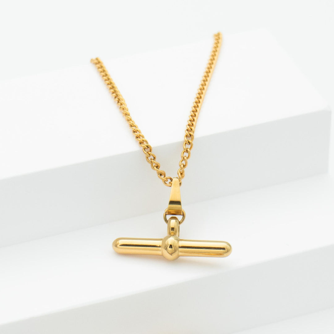 Gold T Bar Necklace