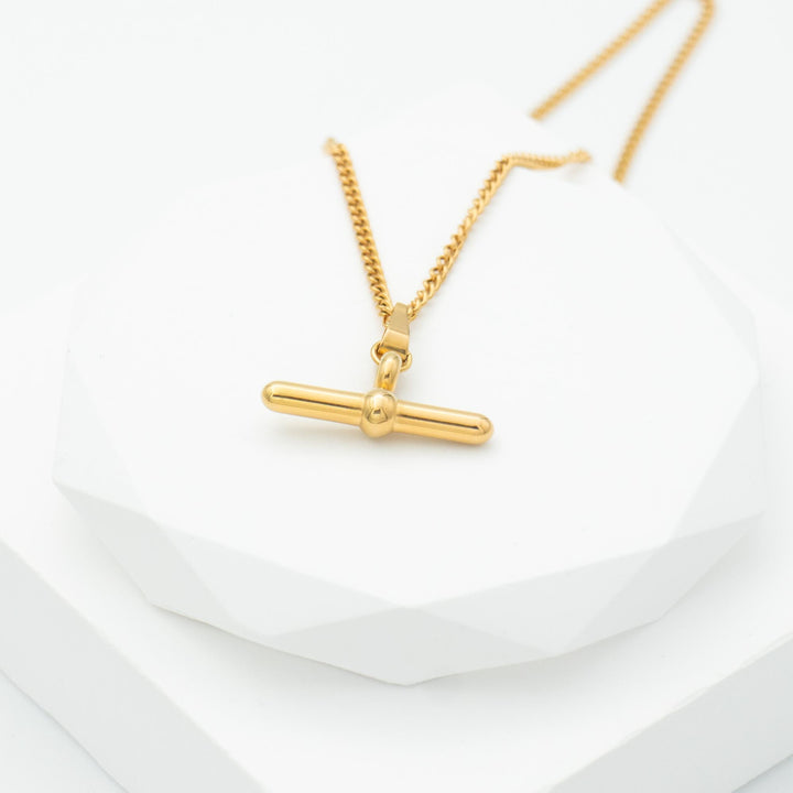 Gold T Bar Necklace