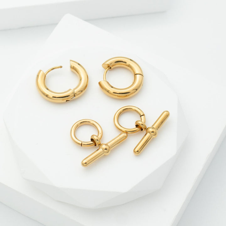 T Bar Earrings Gold