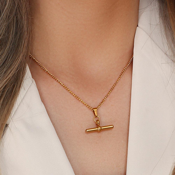 Gold T Bar Necklace