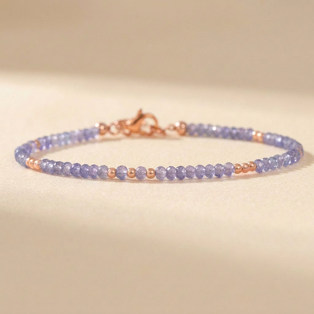 Rose gold filled tanzanite bracelet — handmade UK