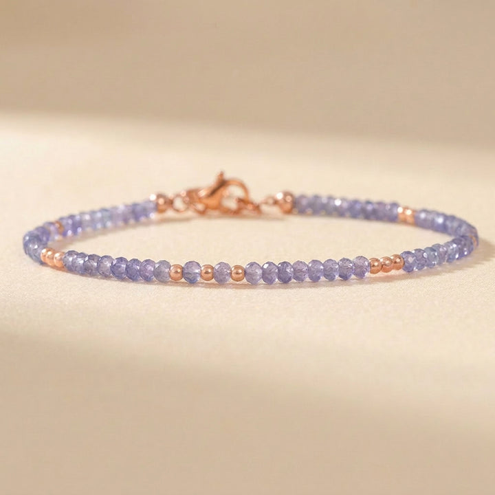 Rose gold filled tanzanite bracelet — handmade UK