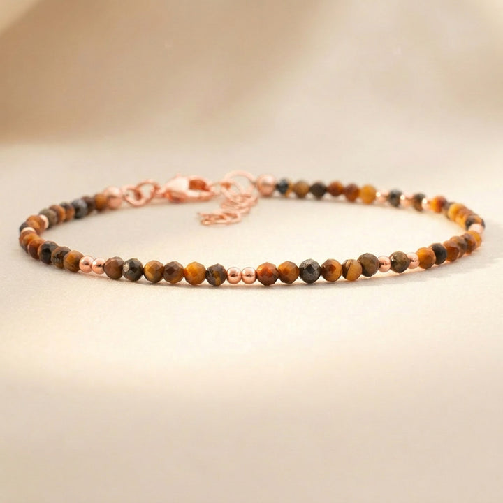 Rose gold filled tiger eye bracelet — handmade UK