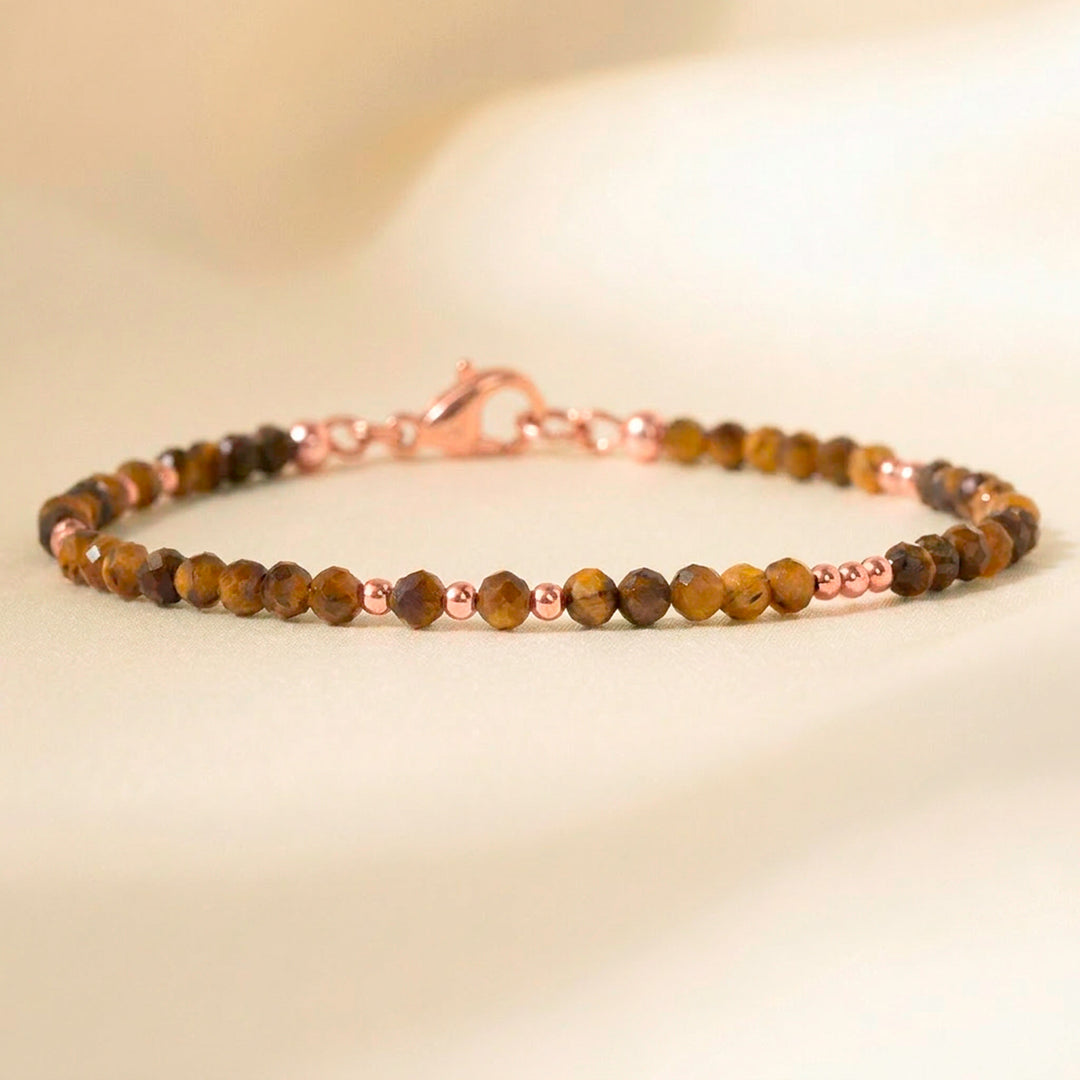 Rose gold filled tiger eye bracelet — handmade UK