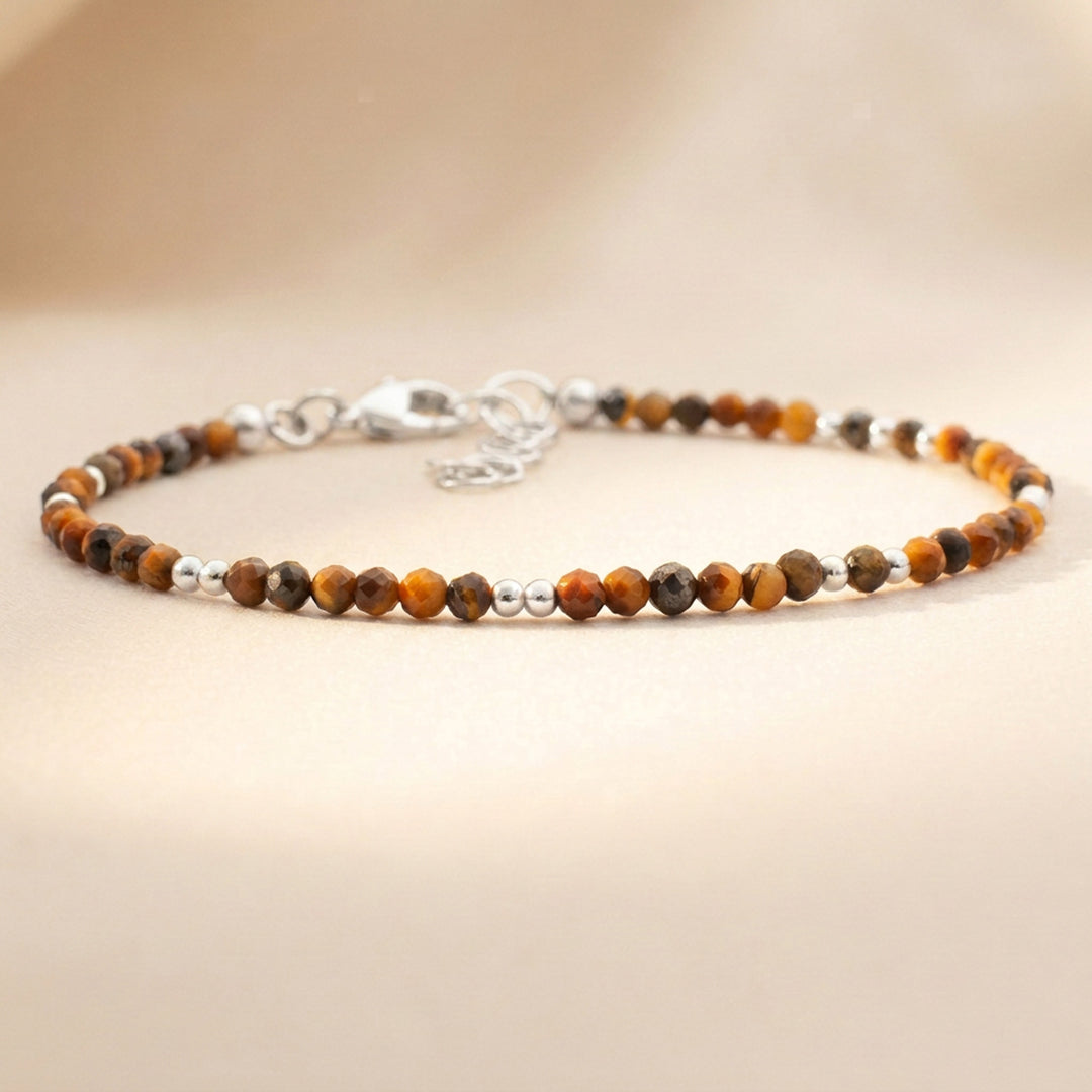 Sterling silver tiger eye bracelet — handmade UK