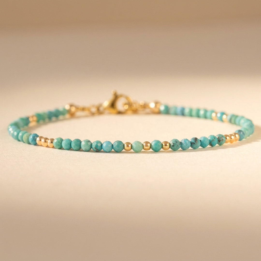 14K gold filled turquoise bracelet with real Sleeping Beauty turquoise — handmade UK